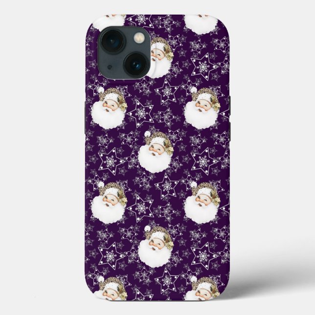 Funda De Case-Mate Para iPhone Santa y las estrellas de época (Reverso )