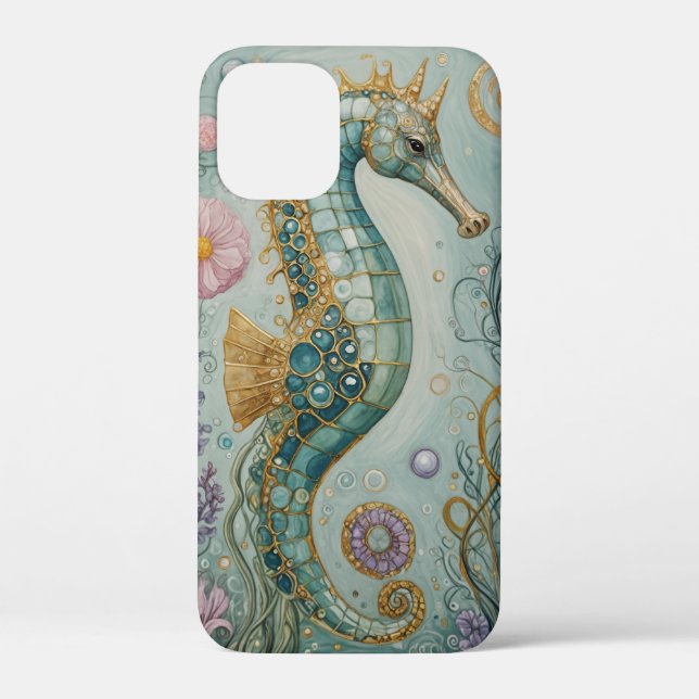Funda De Case-Mate Para iPhone Santuario Shimmering Seahorse (Reverso )