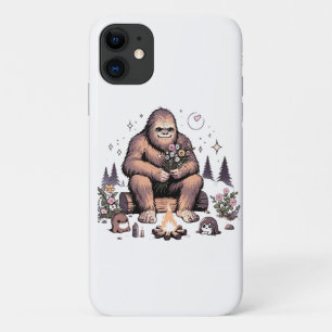 Funda Para iPhone 11 Sasquatch sosteniendo flores