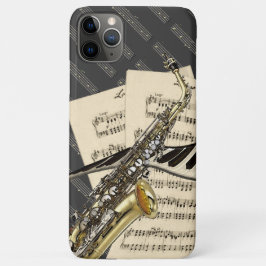 Funda Para iPhone 11 Pro Max Saxofón y música del piano