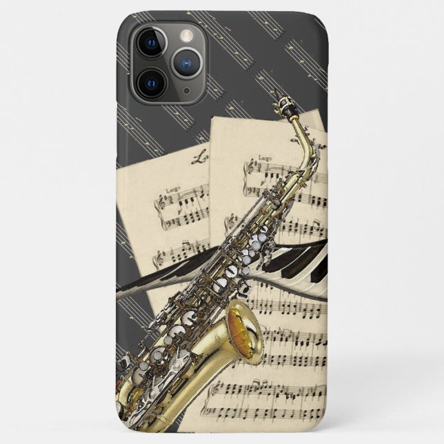 Funda De Case-Mate Para iPhone Saxofón y música del piano (Reverso)