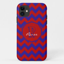 SC Monograma Chevron,Funda de iPhone rojo-azul 5/5