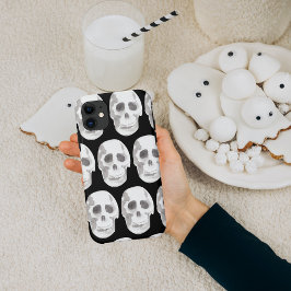 Funda Para iPhone 11 Scary Skull Halloween Negro y Blanco