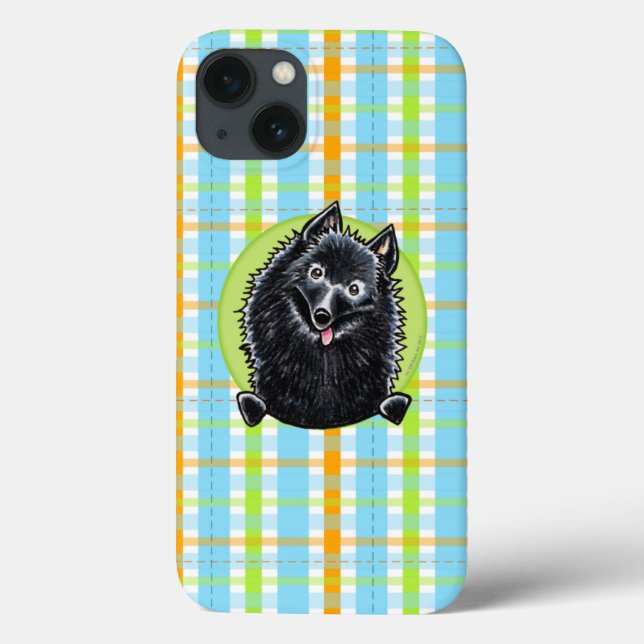 Funda De Case-Mate Para iPhone Schipperke Bonito Plaid (Reverso)