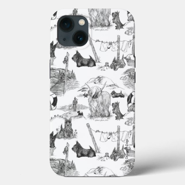 Funda De Case-Mate Para iPhone SCOTTISH Terrier Black Toile (Reverso )