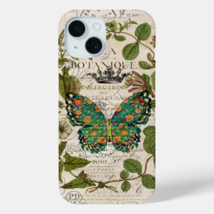 Funda Para iPhone 15 script país francés monarca botánica mariposa