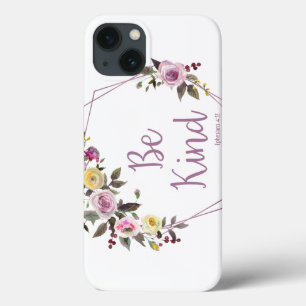 Funda Para iPhone 13 Sé Amable Flores Acuarela Morado Amarillo