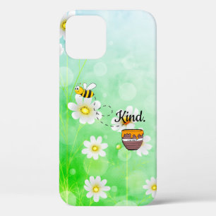 Funda Para iPhone 12 Pro Sé amable Texto floral blanco y verde Hermoso
