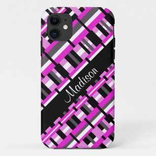Funda Para iPhone 11 Se coloca el nombre personal rosado, negro y gris