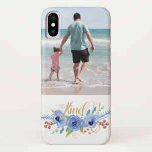Funda Para iPhone X Sé humilde y amable foto personalizada acuarela az