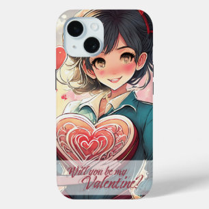Funda Para iPhone 15 Sé mi San Valentín al estilo Manga 31470