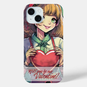 Funda Para iPhone 15 Sé mi San Valentín al estilo manga 33419