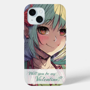 Funda Para iPhone 15 Sé mi San Valentín al estilo manga 33420