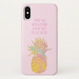 Funda Para iPhone X Sé una Piña Dulce Arcoíris y Piña Dorada