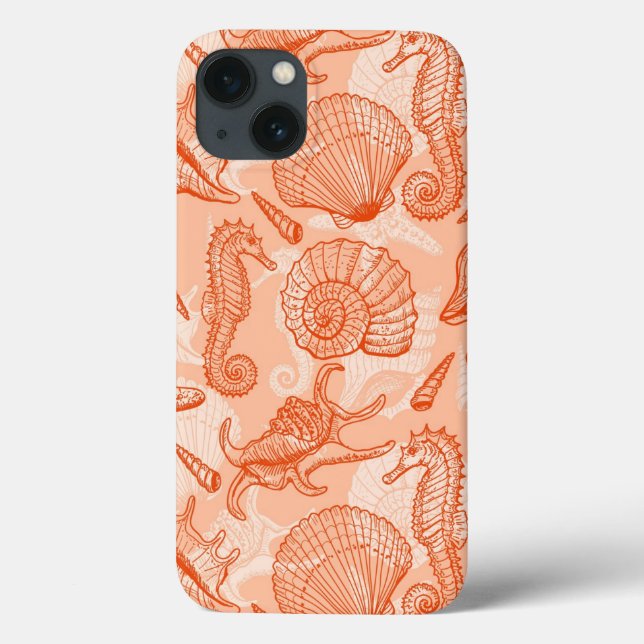 Funda De Case-Mate Para iPhone Sea hand drawn pattern (Reverso)