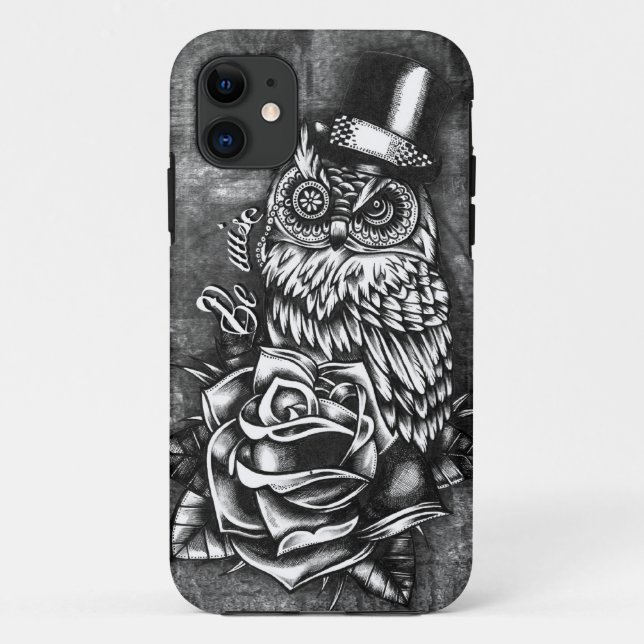 Funda De Case-Mate Para iPhone Sea ilustraciones sabias del búho del estilo del (Reverso)