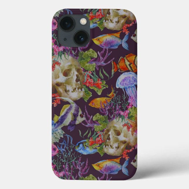 Funda De Case-Mate Para iPhone Sea Life Grunge Pattern (Reverso)