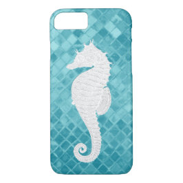 Funda Para iPhone 8/7 Seahorse blanco sobre el vidrio del mar de la