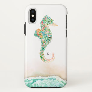Funda Para iPhone XS Seahorse botánico de la playa elegante