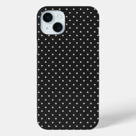 Funda Para iPhone 15 Mini Seamless black and white polka dot pattern 