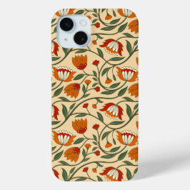 Funda Para iPhone 15 Mini Seamless floral pattern in beige background