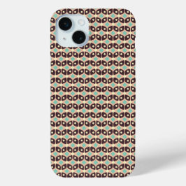 Funda Para iPhone 15 Mini Seamless geometric pattern in dark brown leaf 