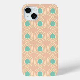 Funda Para iPhone 15 Mini Seamless geometric pattern with teal pentagons