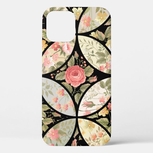 Funda De Case-Mate Para iPhone seamless patchwork floral pattern (Reverso )