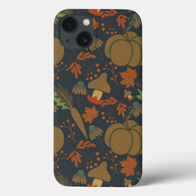 Funda De Case-Mate Para iPhone Seamless pattern Pumpkin & carrot dark background (Reverso)