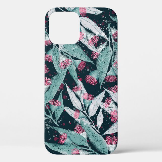 Funda De Case-Mate Para iPhone Seamless pattern with eucalyptus leaves and flower (Reverso )