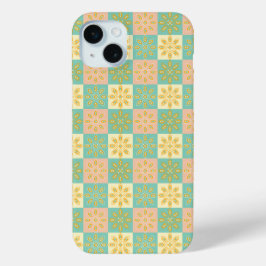 Funda Para iPhone 15 Mini Seamless pattern with geometric floral motifs