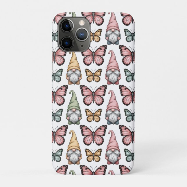 Funda De Case-Mate Para iPhone Seamless Pattern with Gnomes and Butterflies (Reverso)