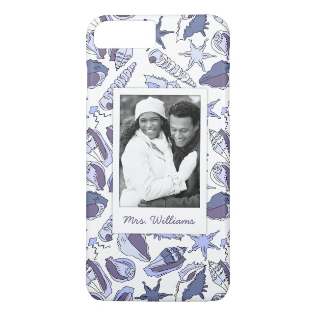 Funda De Case-Mate Para iPhone Seashells de Lavendar el | su foto y nombre (Reverso)
