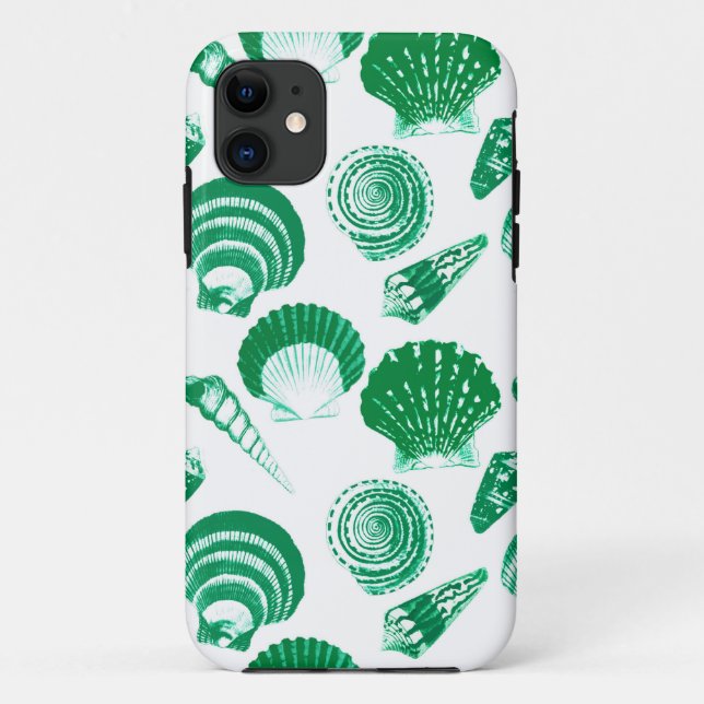 Funda De Case-Mate Para iPhone Seashells - emerald green on a white background (Reverso)