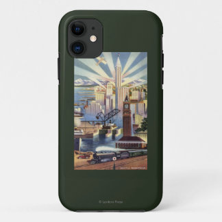 Funda Para iPhone 11 Seattle, Washington - vista del centro de la