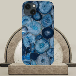 Funda Para iPhone 13 Secciones de Geode de Agate Azul