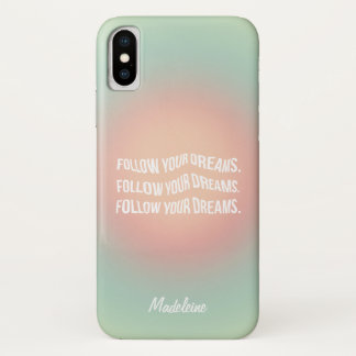 Funda Para iPhone X Seguir la motivación del degradado de Dreams Paste