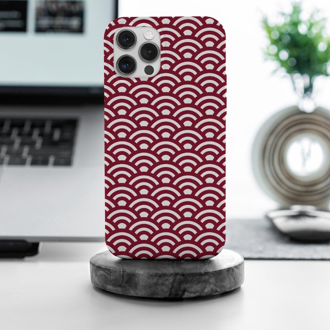 Funda De Case-Mate Para iPhone Seigaiha, Waves, Japanese, Burgundy and White (Subido por el creador)