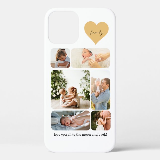 Funda De Case-Mate Para iPhone Seis Collages de fotos Sencilla Familia Mamá Papá  (Reverso )