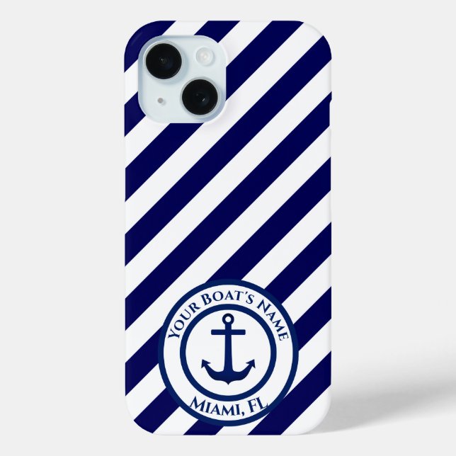 Funda De Case-Mate Para iPhone Sello de anclaje y Personalizado de franjas diagon (Reverso )