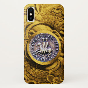 Funda Para iPhone X SELLO DE LA PLANTILLA DE COLCHONETAS amarillo dora