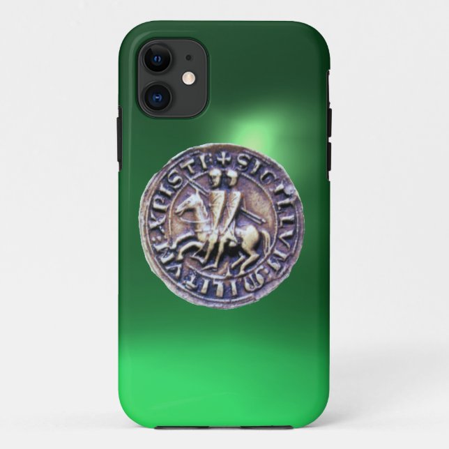 Funda De Case-Mate Para iPhone SELLO DE LA PLANTILLA DE KNIGHTS verde (Reverso)