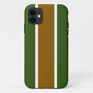 Funda Para iPhone 11 Sello marrón dorado verde franjas blancas