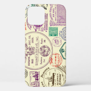 Funda Para iPhone 12 Sellos de época, conjunto de documentos decorativo