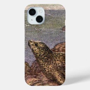 Funda Para iPhone 15 Sellos Vintage Harbour, animales marinos del océan