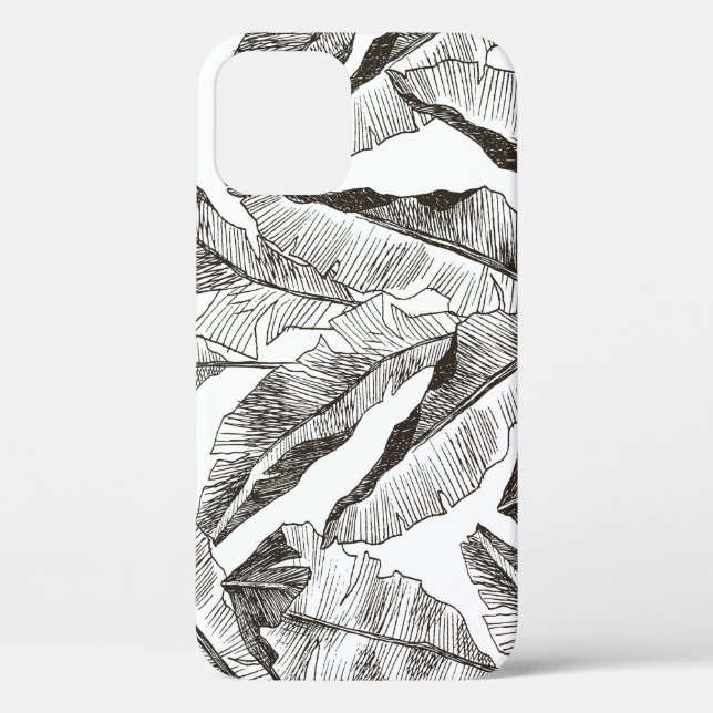 Funda De Case-Mate Para iPhone Selva blanca negra: patrón de planta tropical (Reverso )
