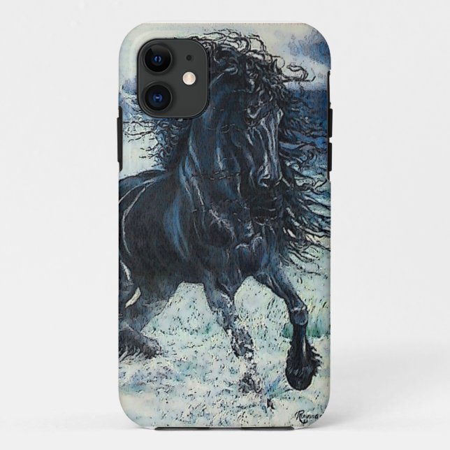 Funda De Case-Mate Para iPhone Semental del negro de la "tormenta frisia", (Reverso)