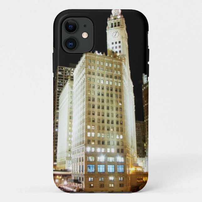 Funda De Case-Mate Para iPhone Señal famosa de Chicago en la noche (Reverso)
