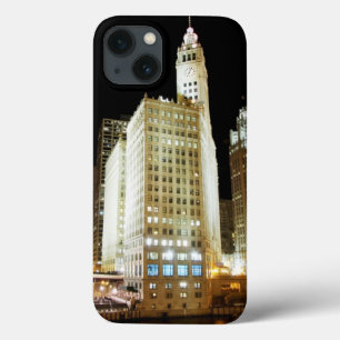 Funda Para iPhone 13 Señal famosa de Chicago en la noche