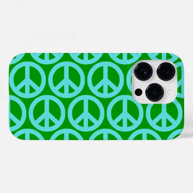 Funda De Case-Mate Para iPhone Señales de paz turquesa (Reverso (Horizontal))